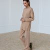 Women 25 UNION | Straight Cut Sweater Suit With Straight Trousers Made Of Thick Jersey Caramel