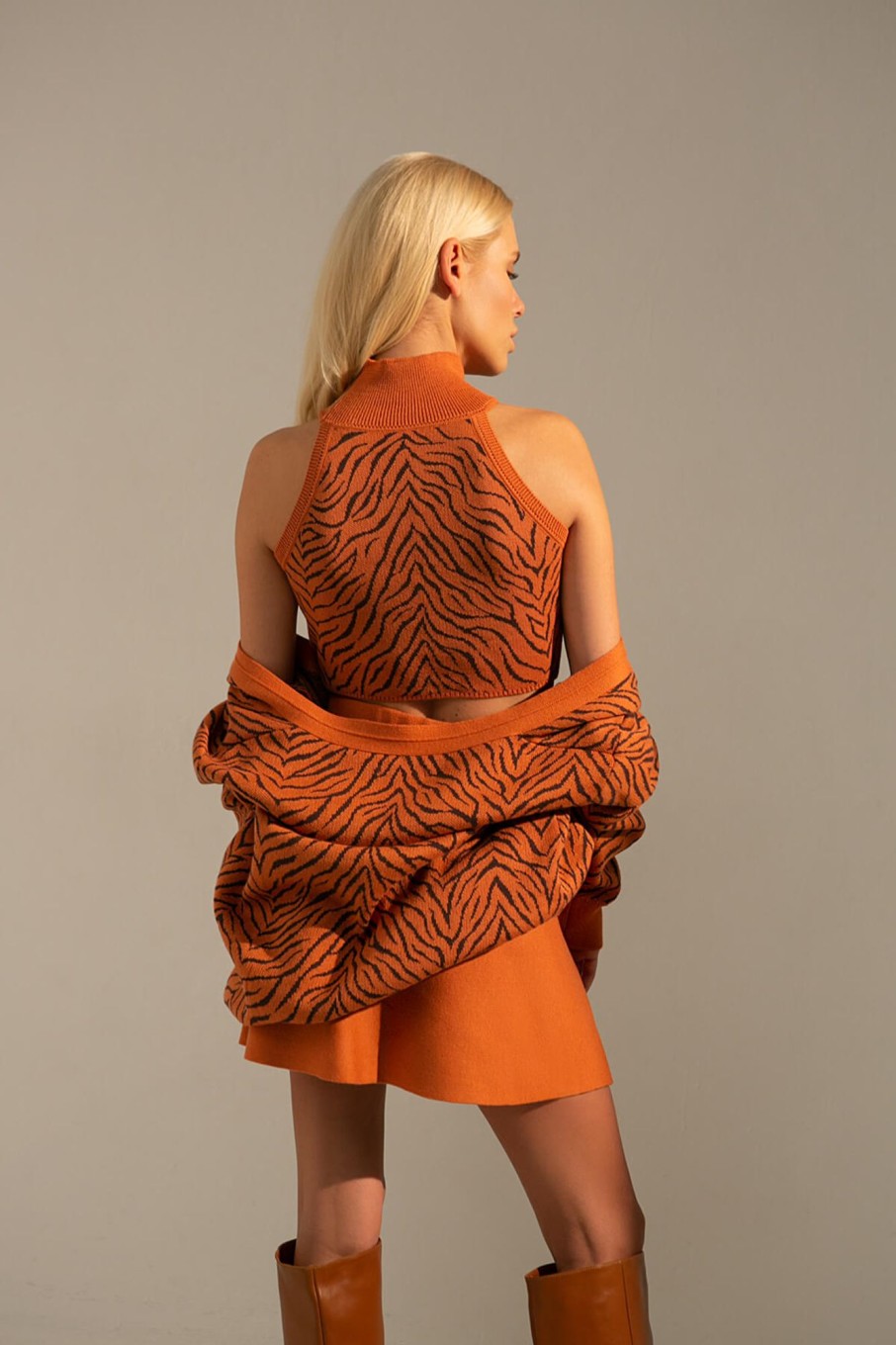 Women 25 UNION | Cardigan With Animalistic Print Terracotta