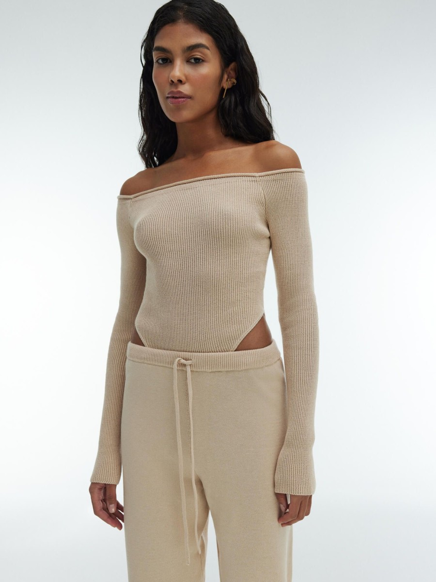 Women 25 UNION | Stacey Set Off Shoulder Bodysuit And Drawstring Waist Jogger Cream