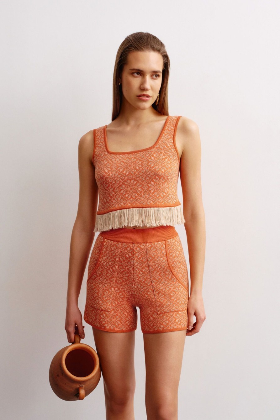 Women 25 UNION | Two-Piece Suit Ray Of Life With Top And Shorts Terracotta + Cream