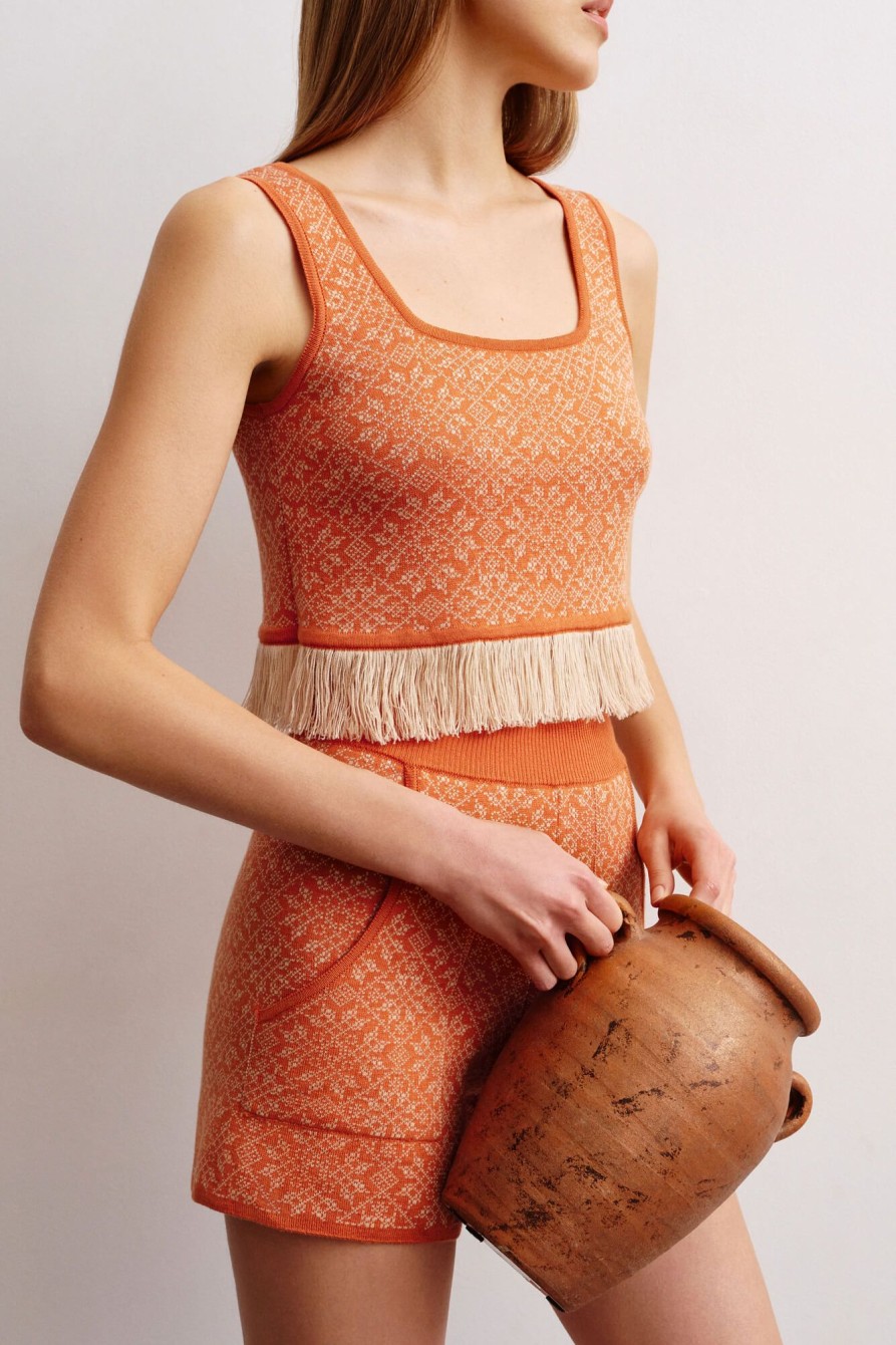 Women 25 UNION | Two-Piece Suit Ray Of Life With Top And Shorts Terracotta + Cream