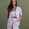 Women 25 UNION | Checkered Shirt & Shorts Suit Powder