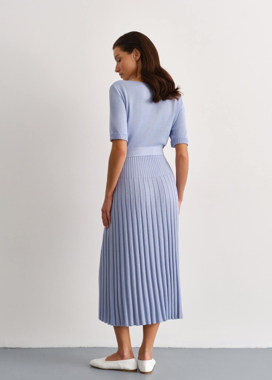 Women 25 UNION | Midi Dress With A Pleated Skirt Cornflower Blue