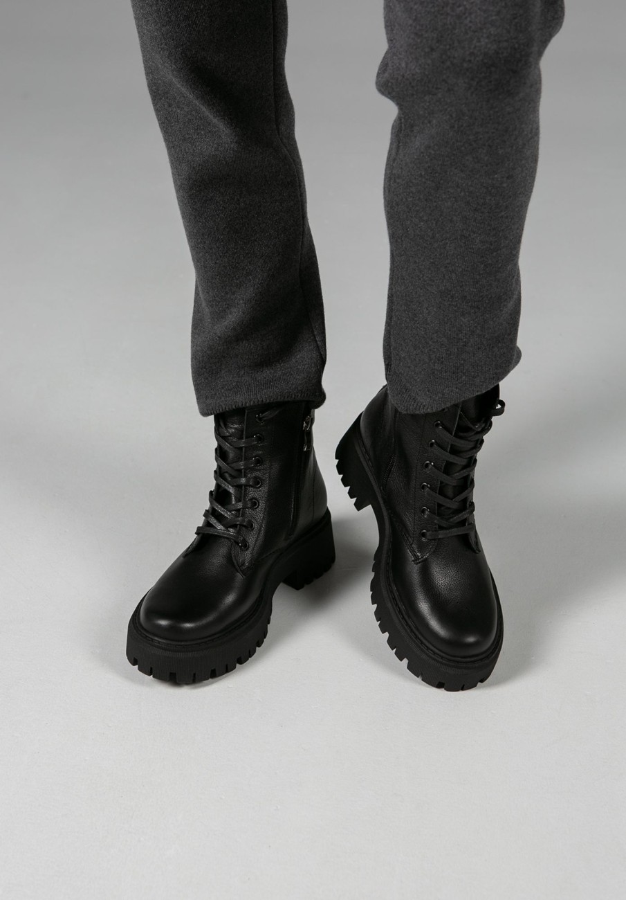 Women 25 UNION | Boots Leather Lace-Up Black