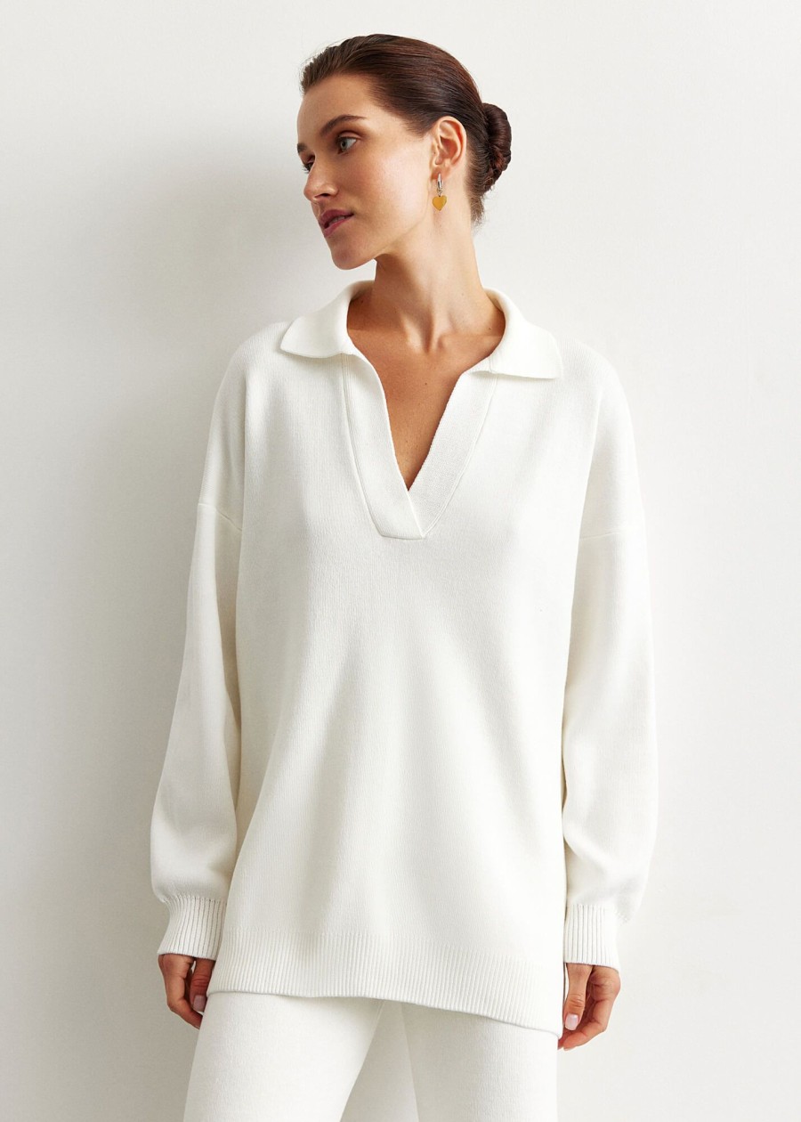 Women 25 UNION | Oversized Polo Jumper Milk