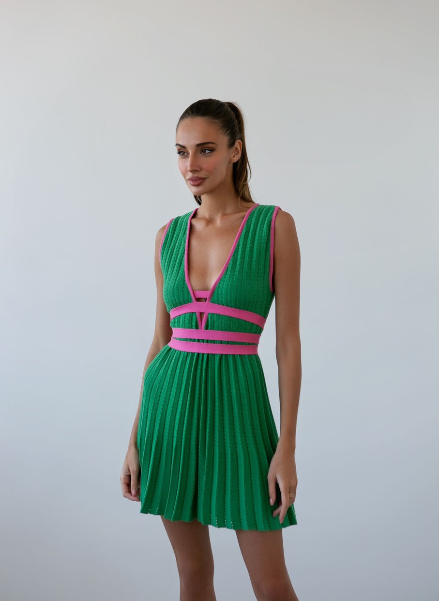 Women 25 UNION | Pleated Mini Dress Green