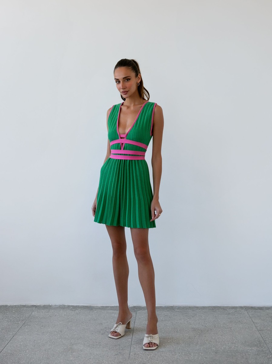 Women 25 UNION | Pleated Mini Dress Green