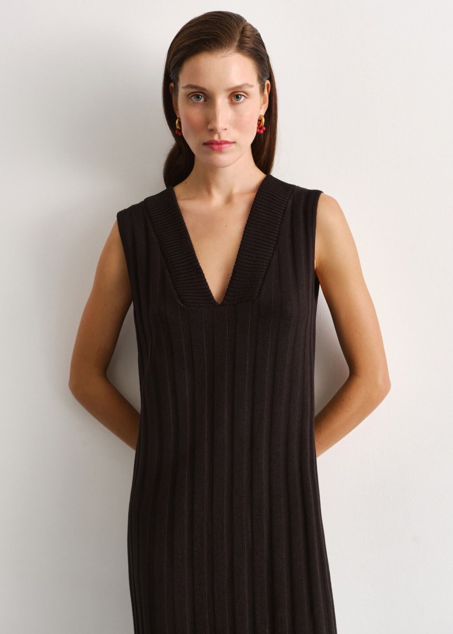 Women 25 UNION | Dress Naturel With A Triangular Neckline Black