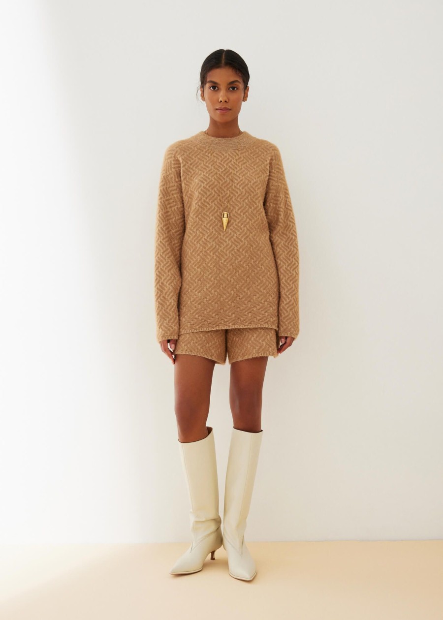 Women 25 UNION | Suit Made Of Fluffy Yarn From A Jumper And Shorts Tati Caramel