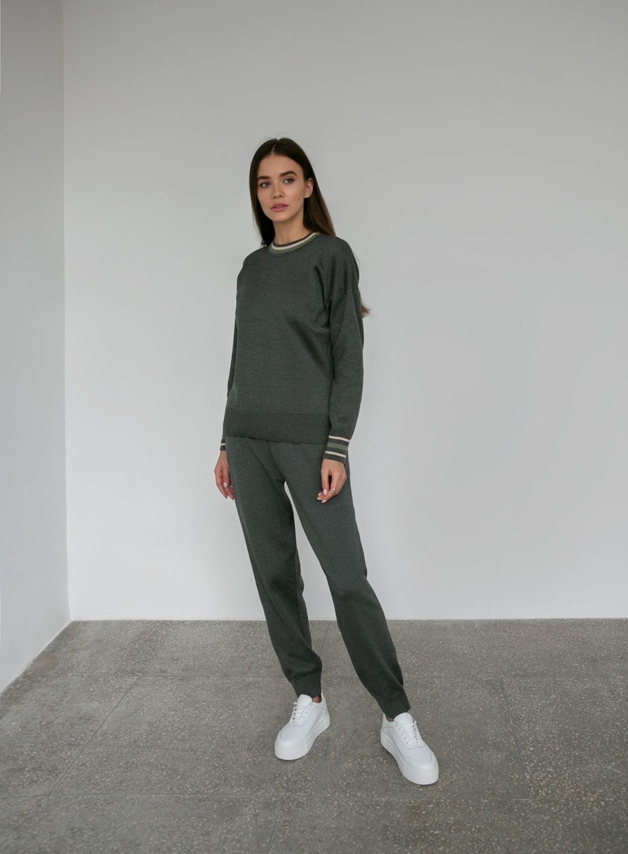 Women 25 UNION | Jumper With Colored Cuffs And Neck Antracite