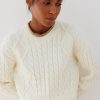 Women 25 UNION | Cropped Jumper With Folen Braid Pattern Milk