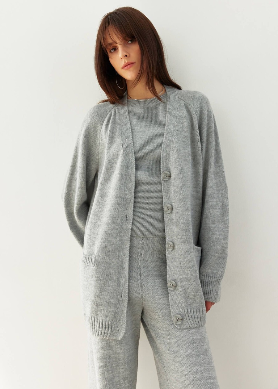 Women 25 UNION | Elongated Straight Cut Cardigan Nidea Gray