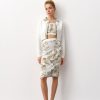 Women 25 UNION | Three-Piece Suit With Print Leaves Midi Milk