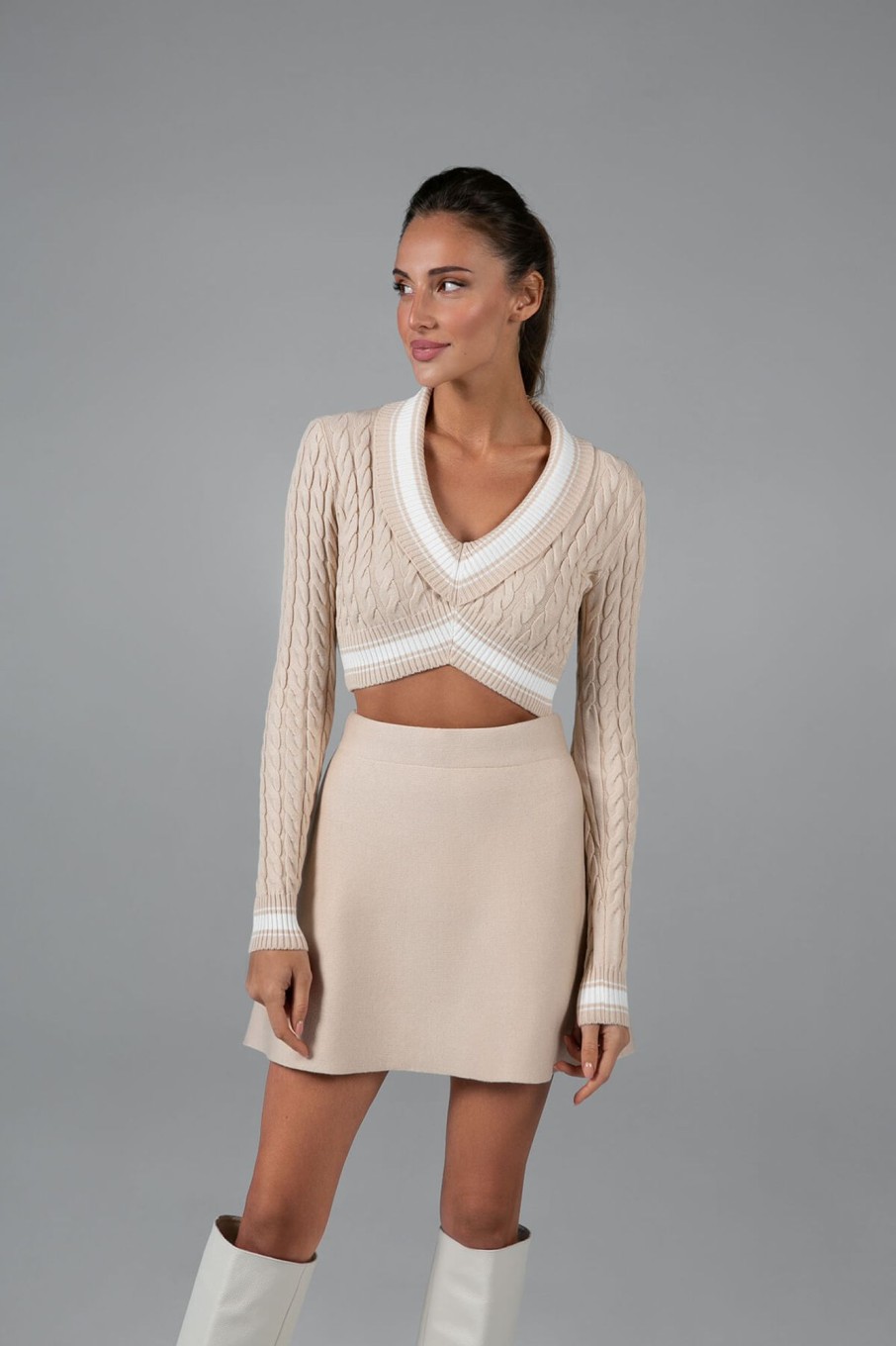 Women 25 UNION | Mini Skirt Made Of Dense Jersey Cream