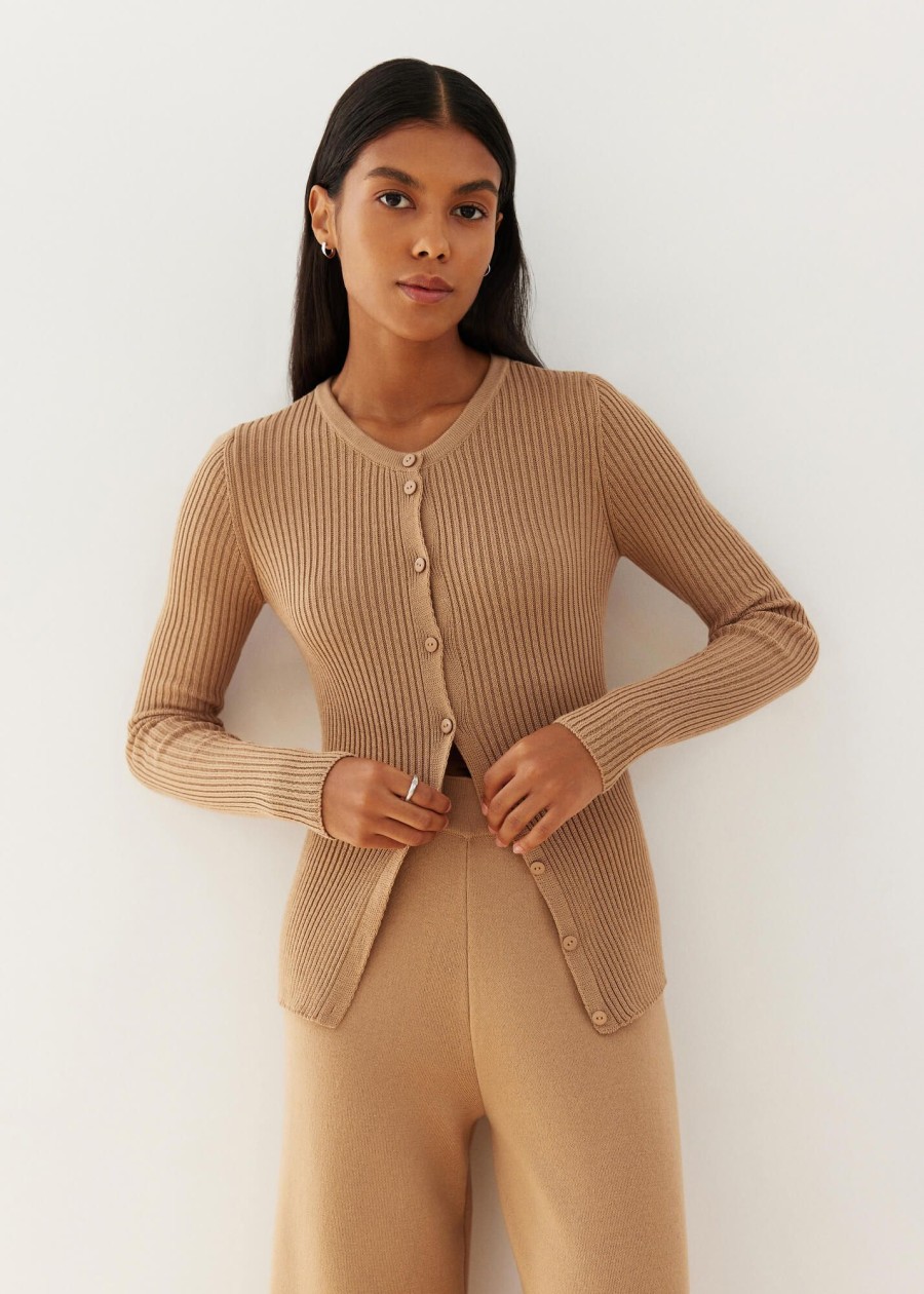 Women 25 UNION | Este Ribbed Button-Down Jumper Caramel