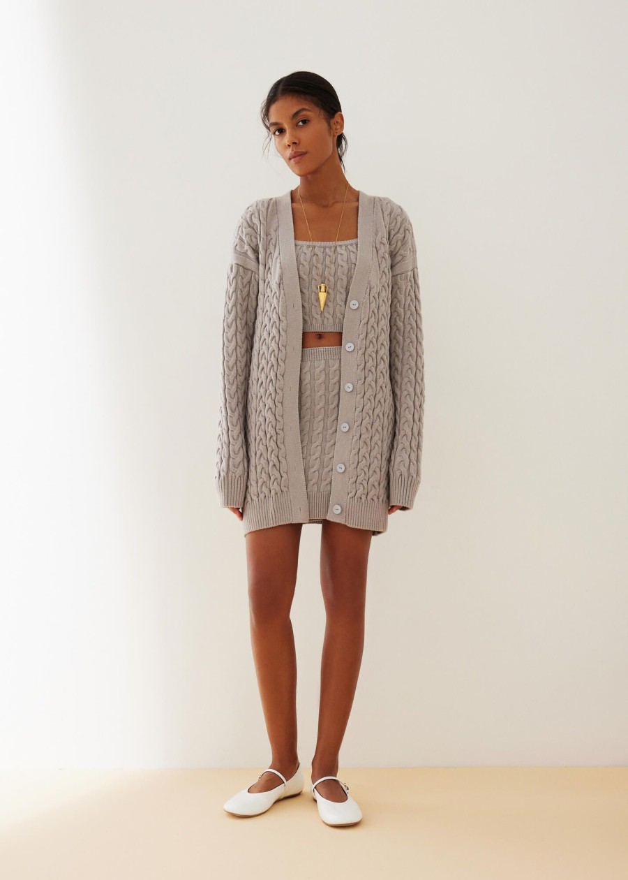 Women 25 UNION | Folen Set Top, Cardigan, Mini Skirt Gray