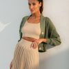 Women 25 UNION | Suit With Top, Pleated Skirt And Cardigan Oliva - Cream