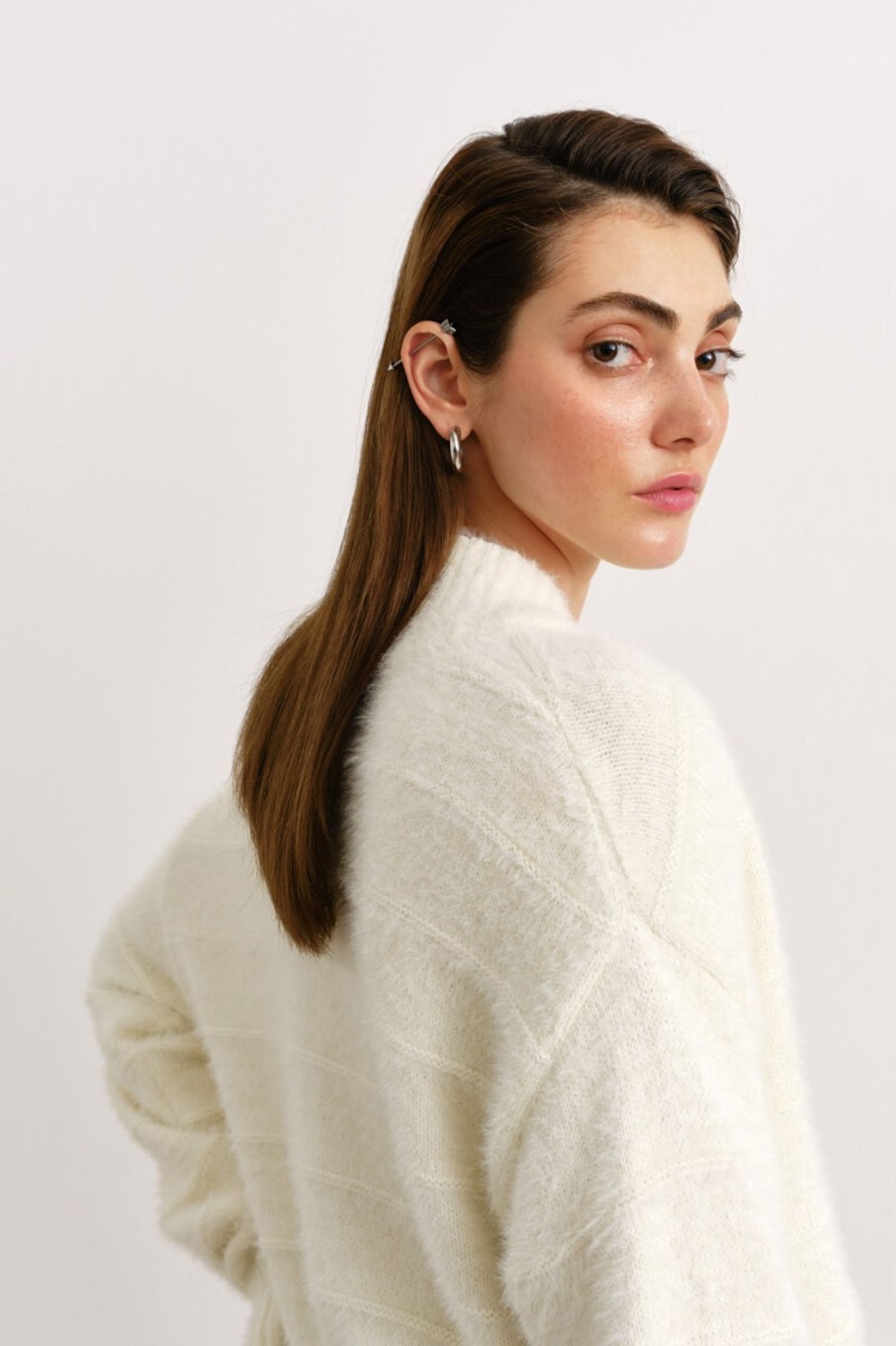 Women 25 UNION | Bomber Cardigan With A Closed Neck Milk