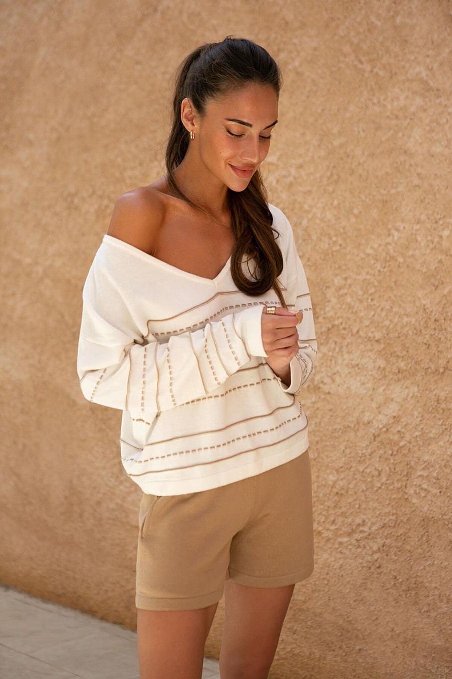 Women 25 UNION | Knitted Shorts With Pockets Caramel