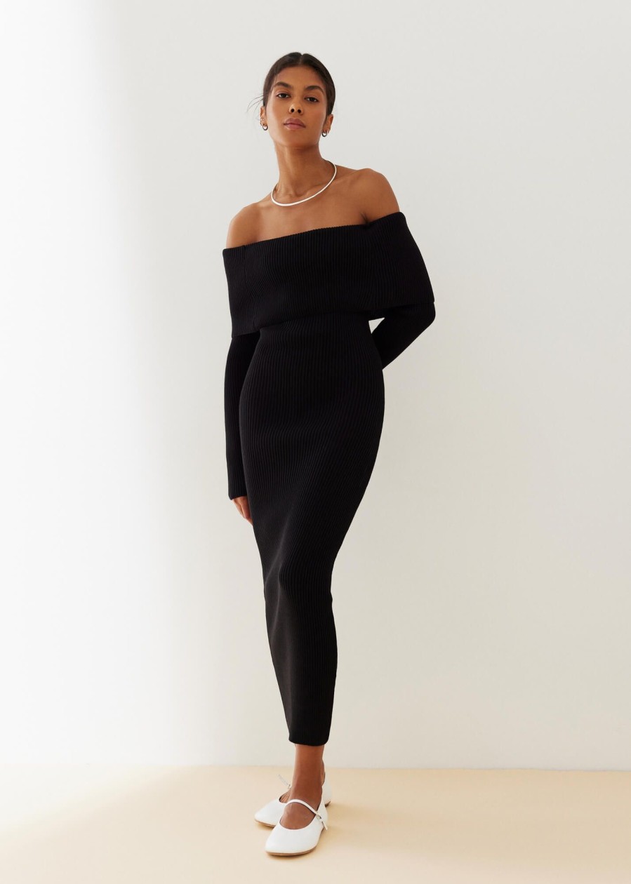 Women 25 UNION | Off-Shoulder Midi Dress Marite Black