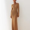 Women 25 UNION | Long Sleeve Dress Made Of Natural Viscose Aurora Caramel