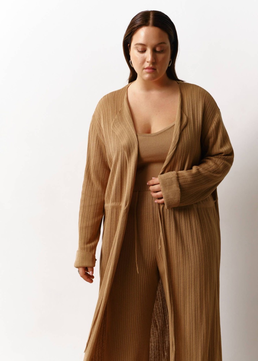 Women 25 UNION | Ribbed Caramel Cardigan Size L-Xl