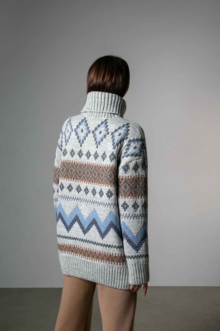 Women 25 UNION | Sweater Jacquard With Pattern Light Gray