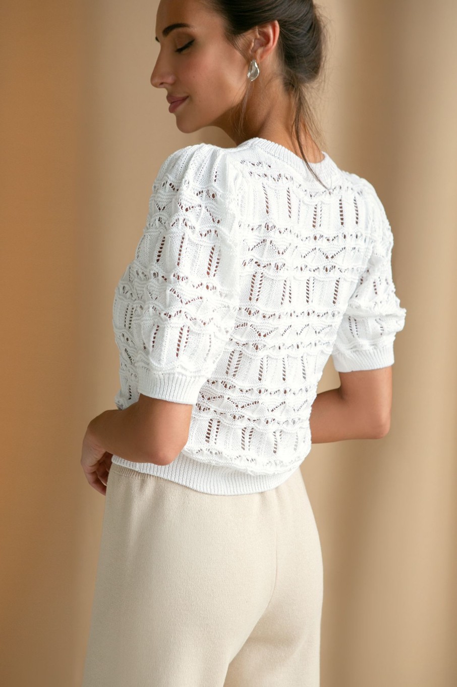 Women 25 UNION | Openwork Blouse With Voluminous Sleeves Milk