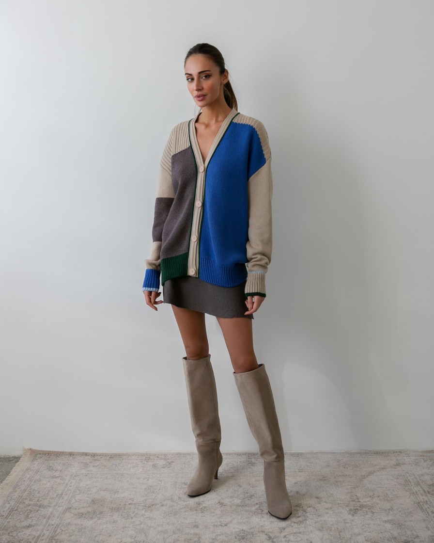 Women 25 UNION | Color Block Cardigan Beige