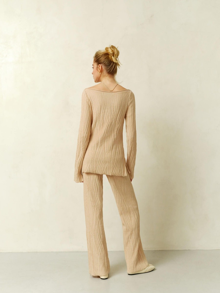 Women 25 UNION | Pants With A Textured Pattern Primavera Cream