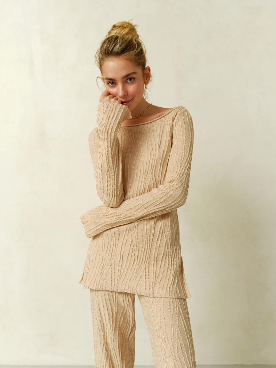 Women 25 UNION | Jumper With Textured Pattern Primavera Cream