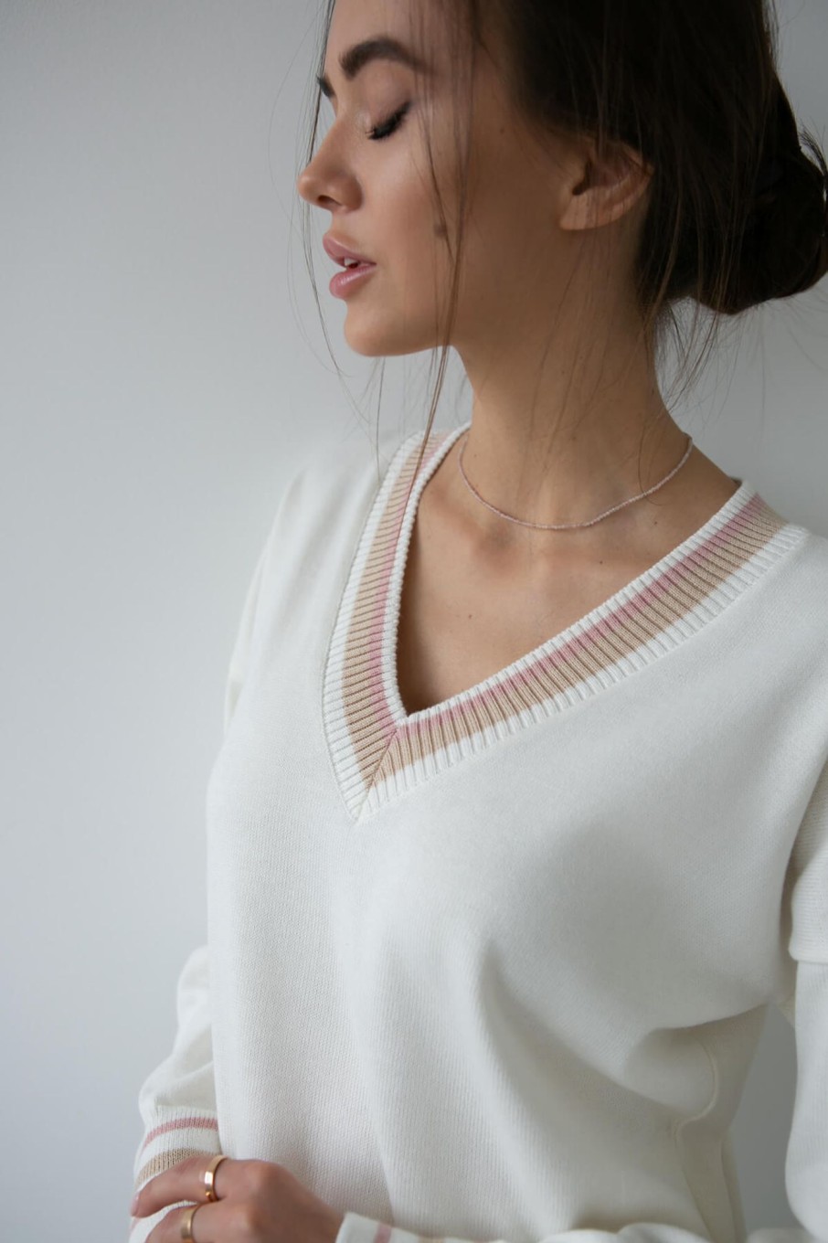 Women 25 UNION | Jumper With Accent Cuffs Milk + Beige