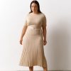 Women 25 UNION | Midi Dress With A Pleated Skirt Cream Size L-Xl