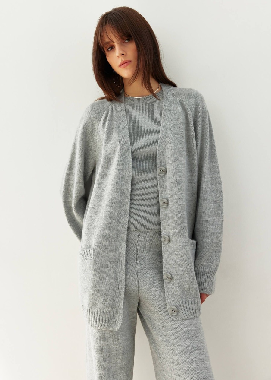 Women 25 UNION | Costume Cardigan With T-Shirt And Trousers Nidea Gray