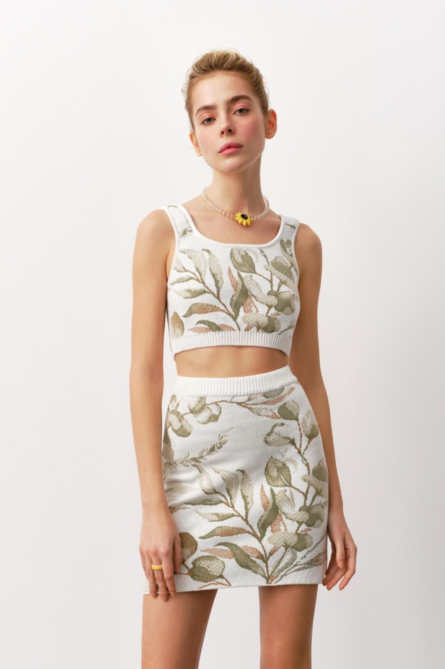 Women 25 UNION | Top With A Print Of Leaves Milk