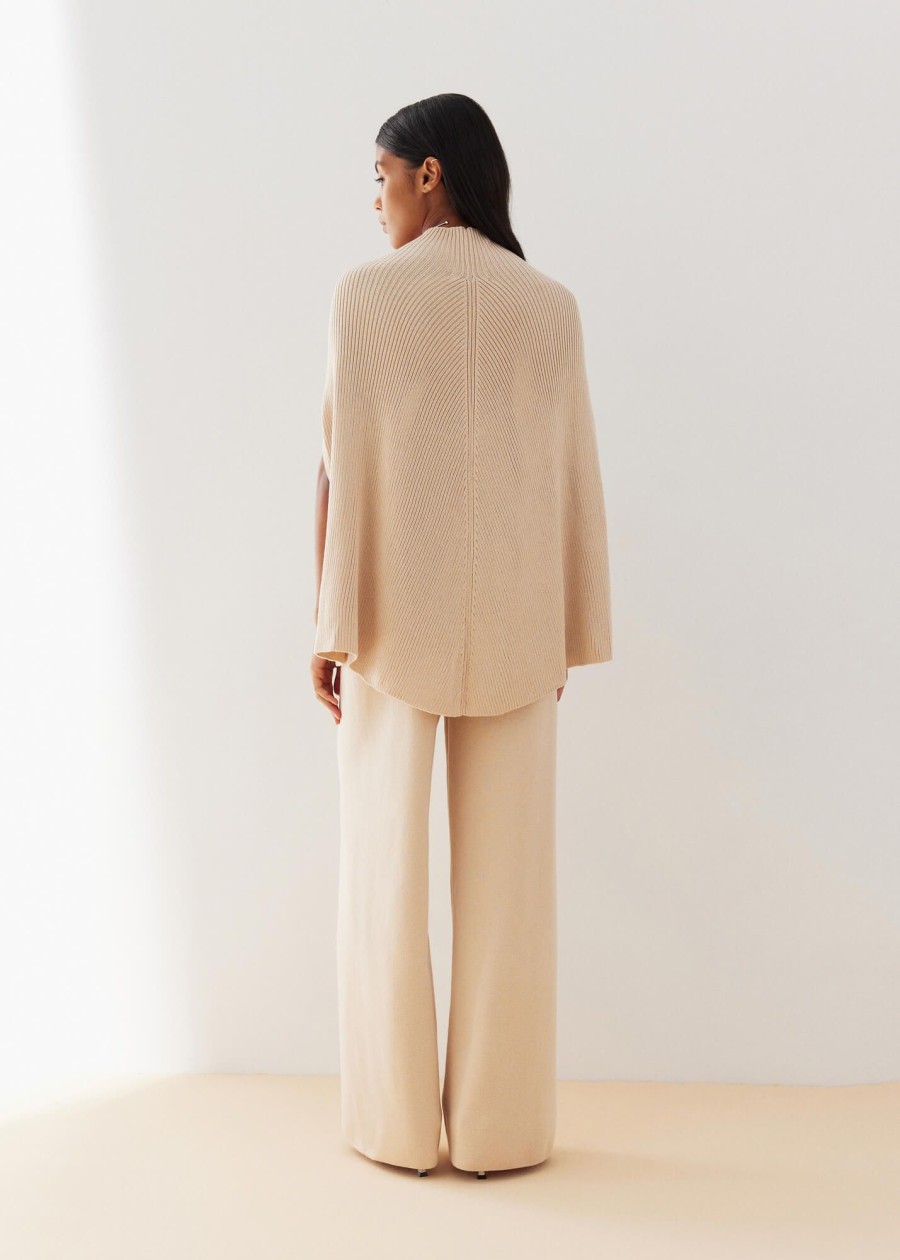 Women 25 UNION | Cape Made Of Knitted Textured Jersey Cream