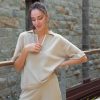 Women 25 UNION | A Suit With A Polo Jumper And A Knitted Shorts Beige