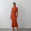 Women 25 UNION | Long Dress With Ribbed Terracotta