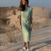 Women 25 UNION | Midi Dress With Pistachio Pleated Skirt