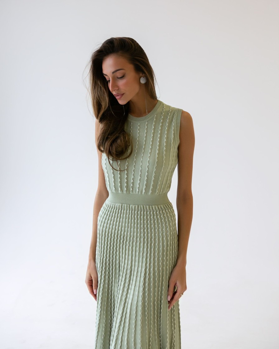 Women 25 UNION | Midi Dress Openwork Light Olive