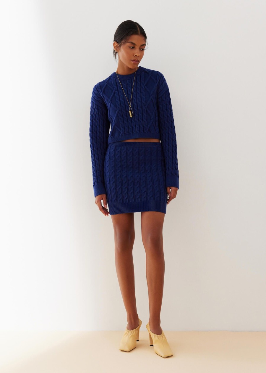 Women 25 UNION | Folen Set Short Jumper And Skirt Blue