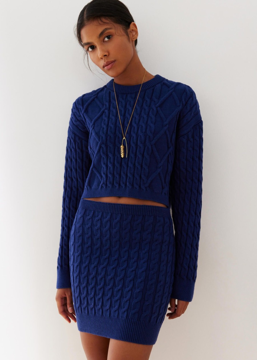 Women 25 UNION | Folen Set Short Jumper And Skirt Blue