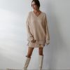 Women 25 UNION | Oversized Jumper With V-Neck Cream