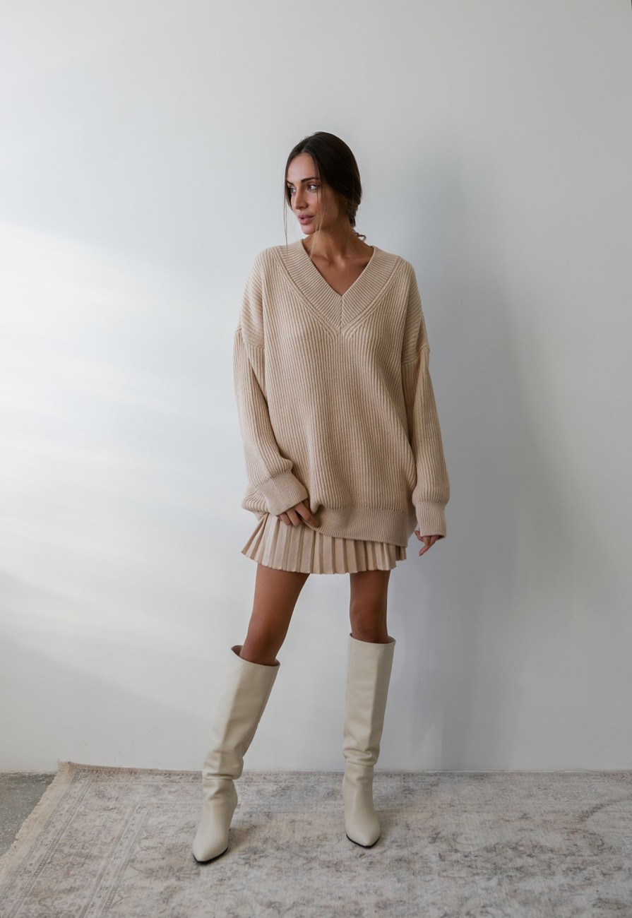 Women 25 UNION | Oversized Jumper With V-Neck Cream