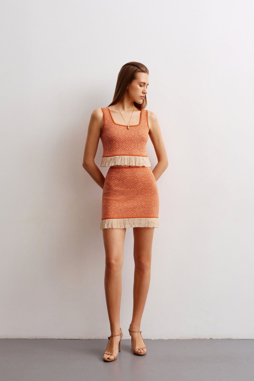 Women 25 UNION | Skirt Mini Ray Of Life Terracotta + Cream