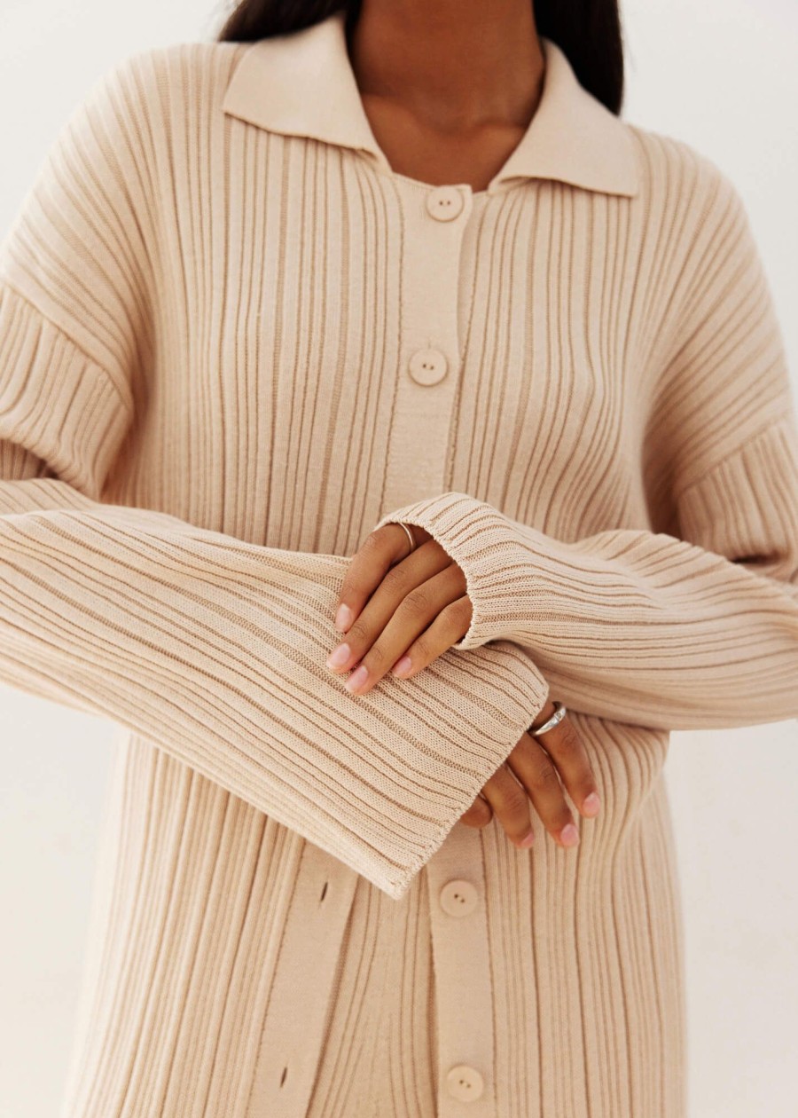 Women 25 UNION | Set Of Jumper With A Collar With Buttons And Straight-Fit Trousers Adaline Cream