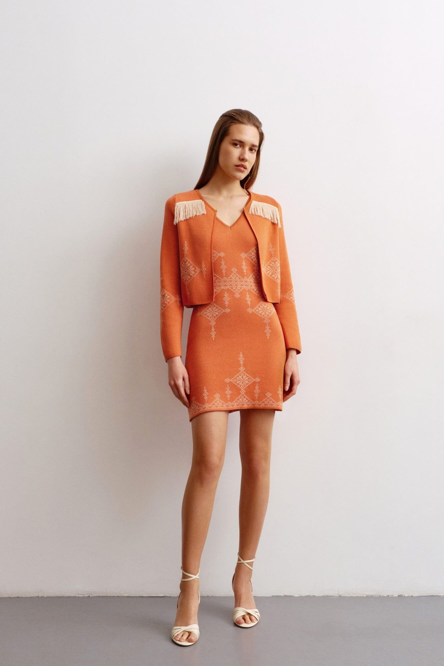 Women 25 UNION | Suit Ray Of Life With Jacket, Top And Midi Skirt Terracotta + Cream