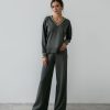 Women 25 UNION | Suit With Jumper And Bell-Bottom Trousers Anthracite