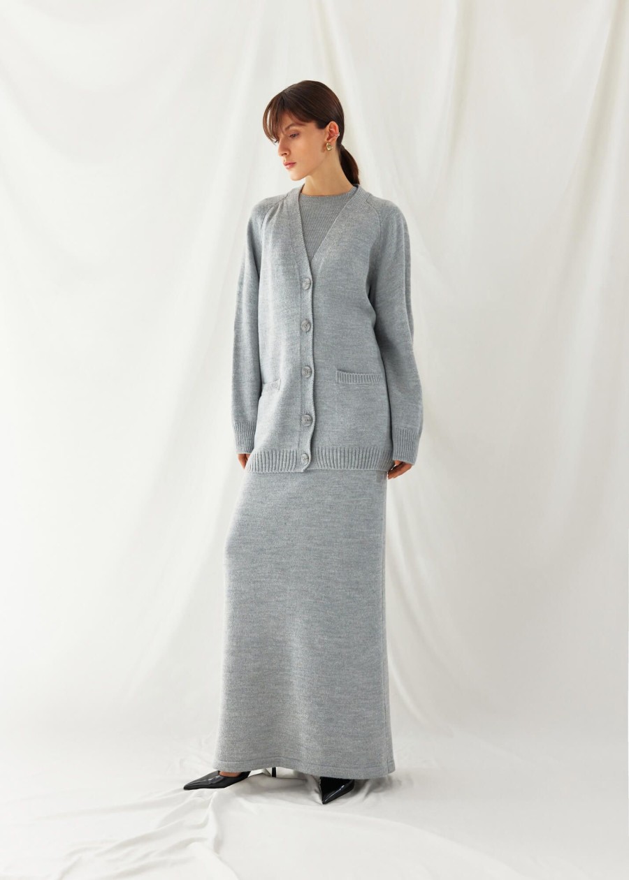 Women 25 UNION | Costume Cardigan With T-Shirt And Skirt Nidea Gray