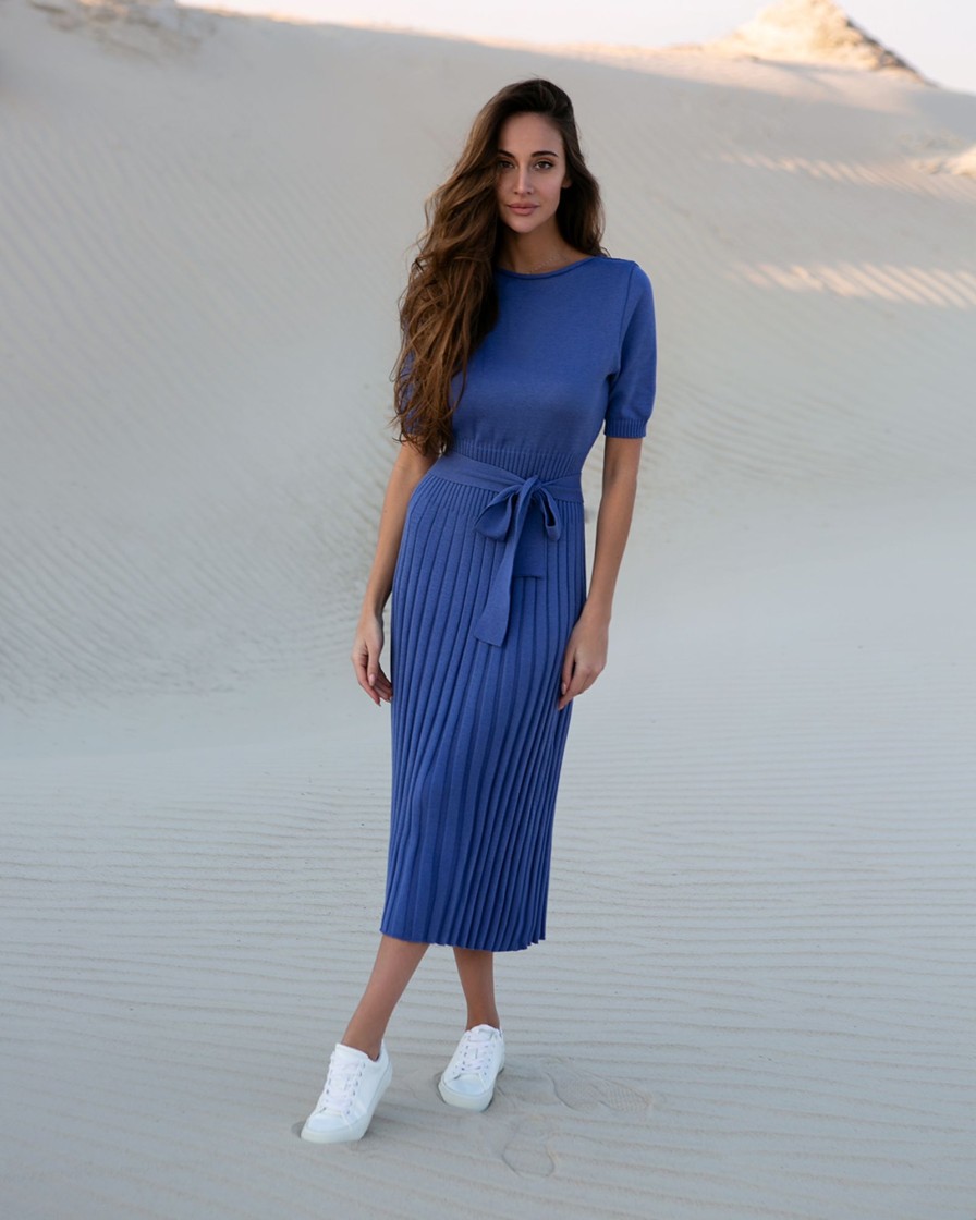 Women 25 UNION | Midi Dress With A Pleated Skirt Violet